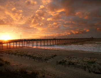 oak island pier at sunrise